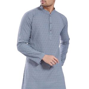 DIVISIVE Men's Thread Embroidered Cotton Blend Only Slim Fit Kurta